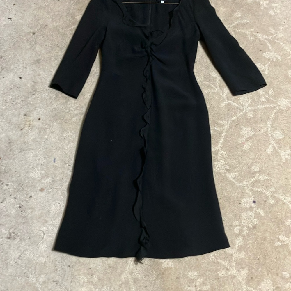 Elegant Black Silk 3/4 Sleeve Gorgio Armani Dress